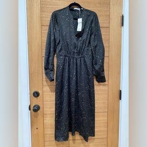 NWT Vince Constellation Print Poet Dress in black/Topaz
